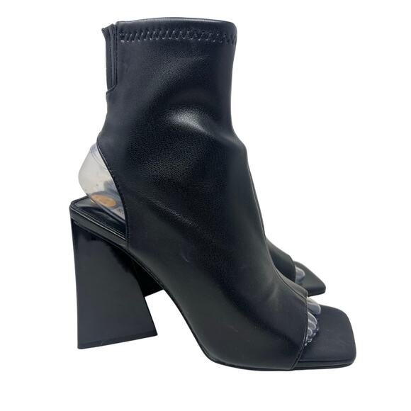 Steve Madden Transfer Faux Leather Peep Toe Booties in Black 7.5 - Picture 2 of 8